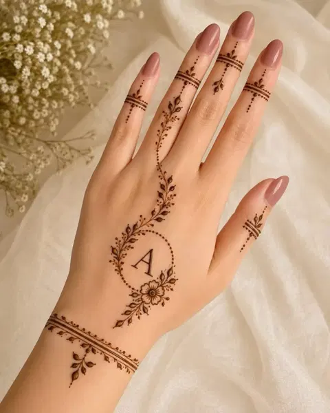 minimal simple circle back hand mehndi design
