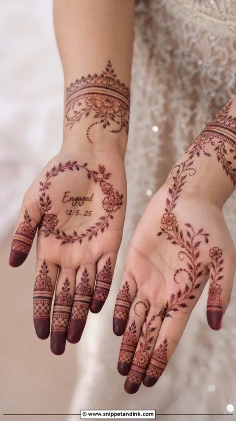 bridal simple circle finger mehndi design