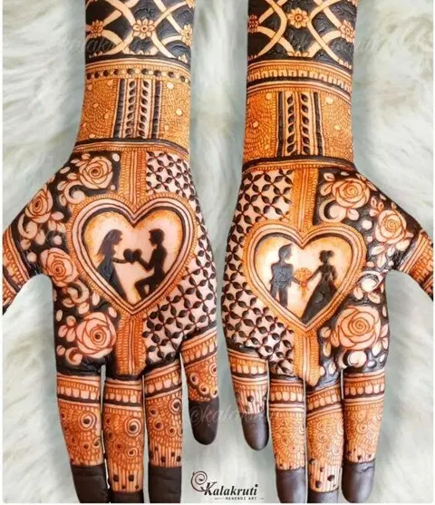 bridal stylish figure back hand mehndi design