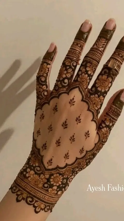 aesthetic royal back hand mehndi design