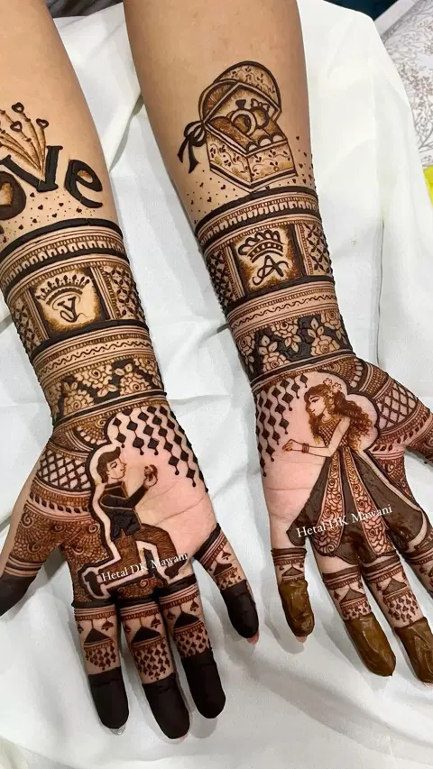bridal stylish figure front hand mehndi design