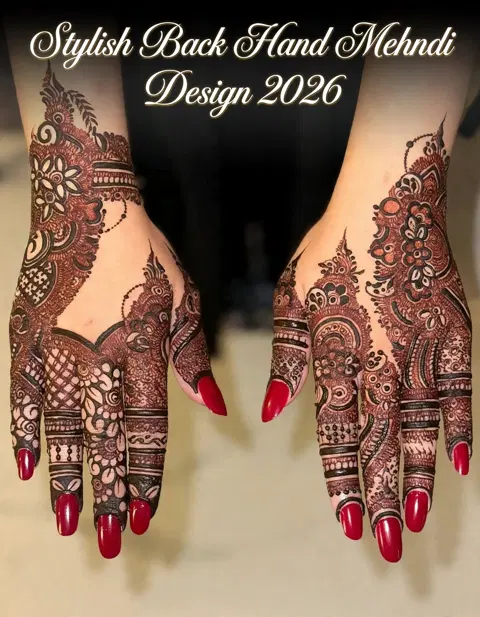 aesthetic bridal back hand mehndi design