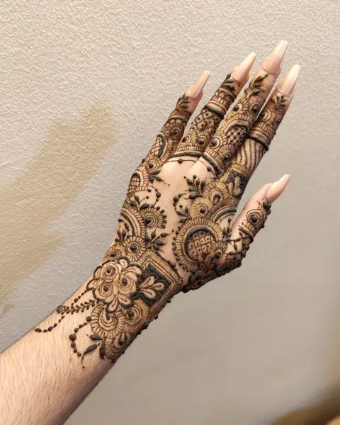 bridal simple flower back hand mehndi design