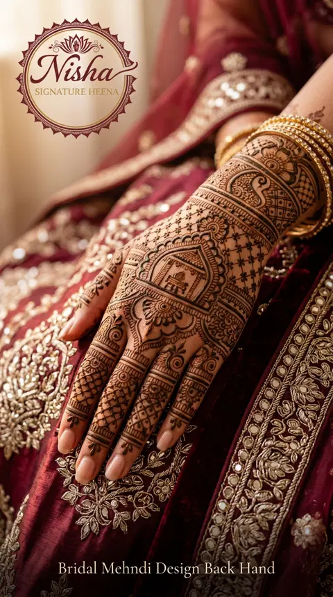 bridal stylish back hand mehndi design