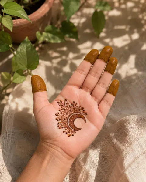 aesthetic minimal circle front hand mehndi design
