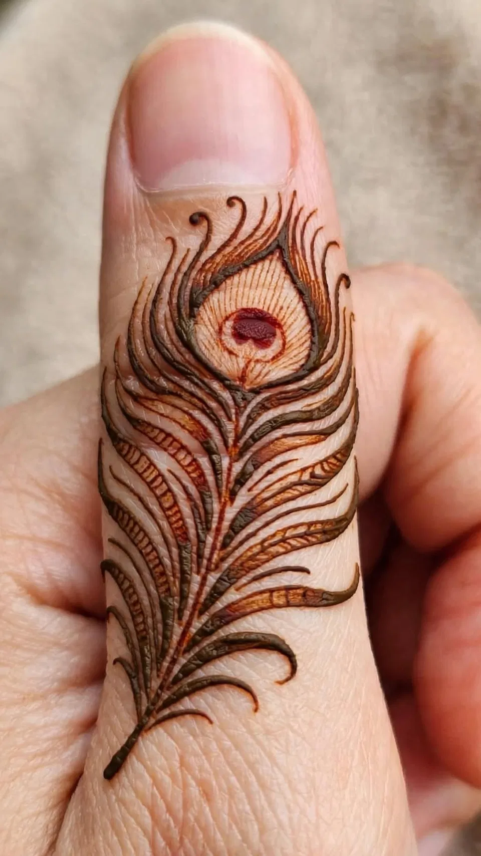 Stylish Finger Mehndi Design with Peacock