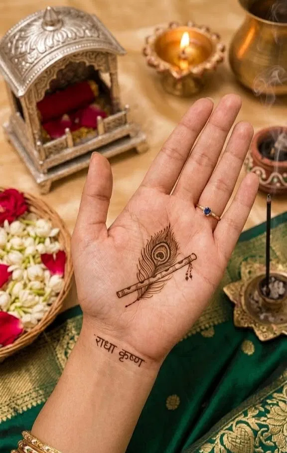 Simple Stylish Front Hand Mehndi Design with Jaal and Peacock
