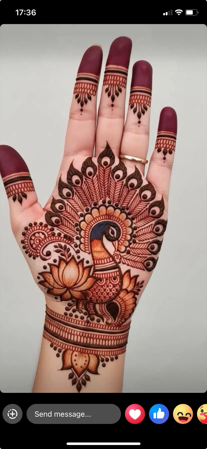 Indian Stylish Front Hand Mehndi Design with Peacock (2)