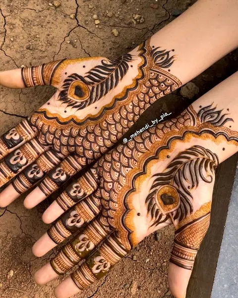 stylish peacock front hand mehndi design