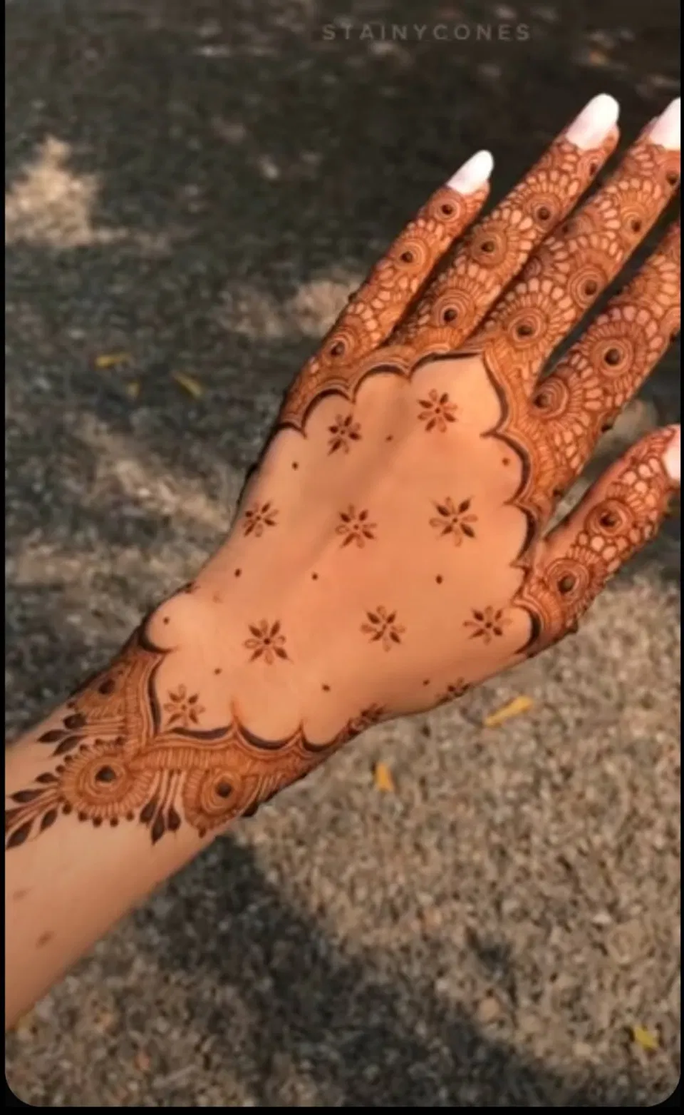 Aesthetic Dubai Back Hand Mehndi Design with Lotus for Eid