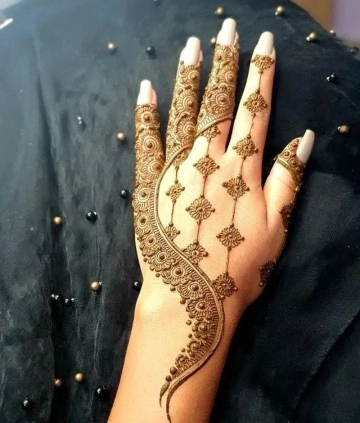 Aesthetic Bridal Back Hand Mehndi Design (15)