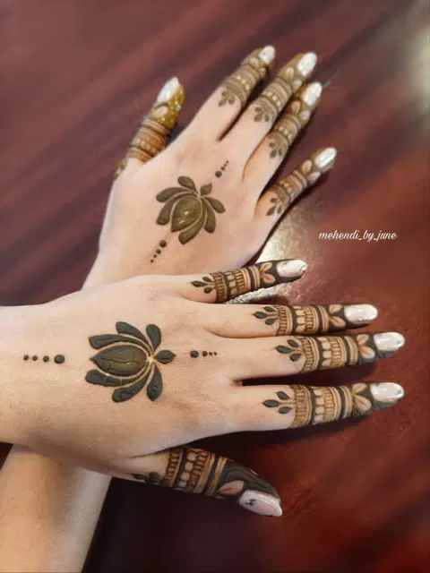 aesthetic minimal jaal back hand mehndi design