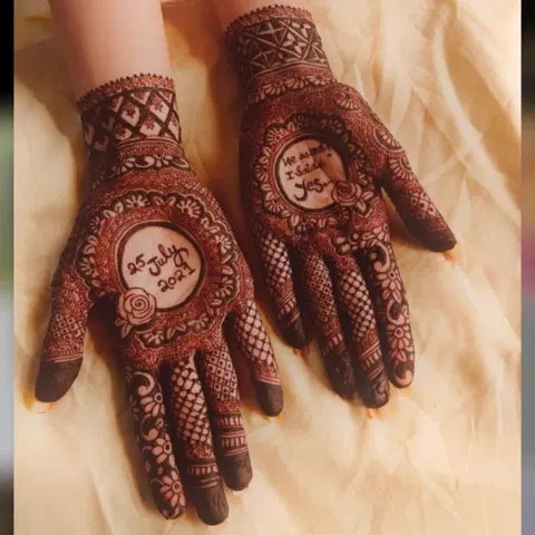 bridal circle front hand mehndi design