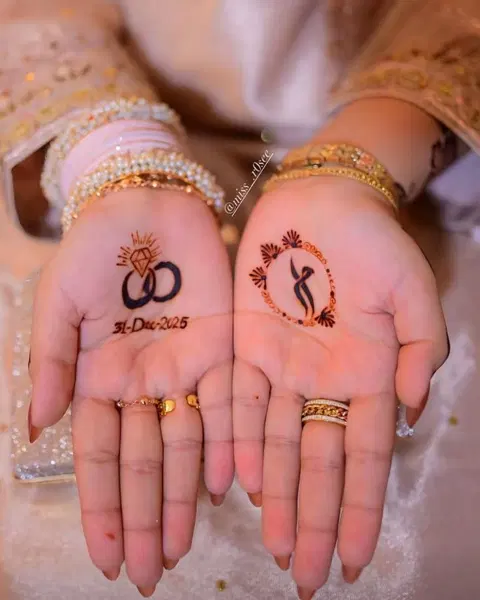 bridal minimal circle finger mehndi design