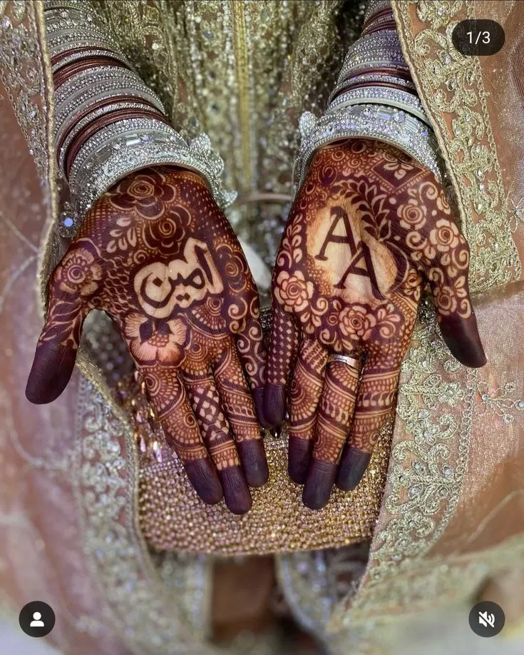 Arabic Bridal Mehndi Design with Figures and Flowers