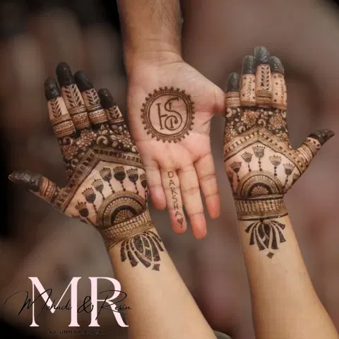bridal stylish circle finger mehndi design