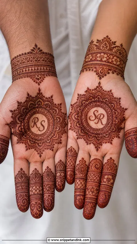bridal stylish circle full hand mehndi design