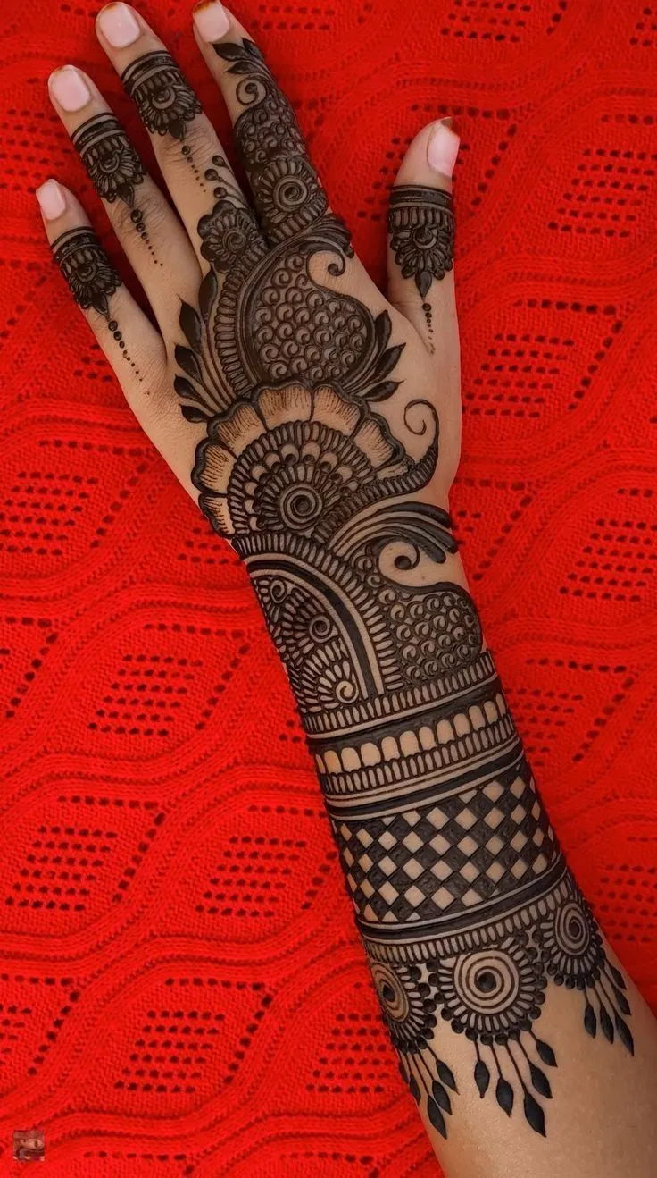 Arabic Bridal Arm Mehndi Design for Teej