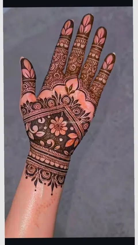 arabic bridal circle front hand mehndi design