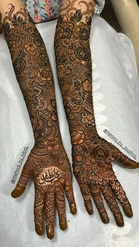 aesthetic arabic figure arm mehndi design