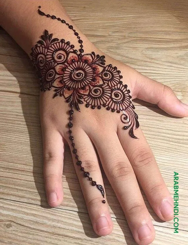 Arabic Simple Back Hand Mehndi Design with Jaal for Diwali