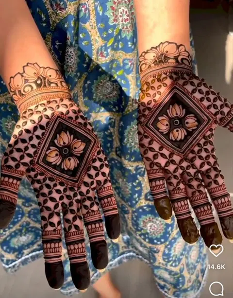 bridal stylish heart finger mehndi design