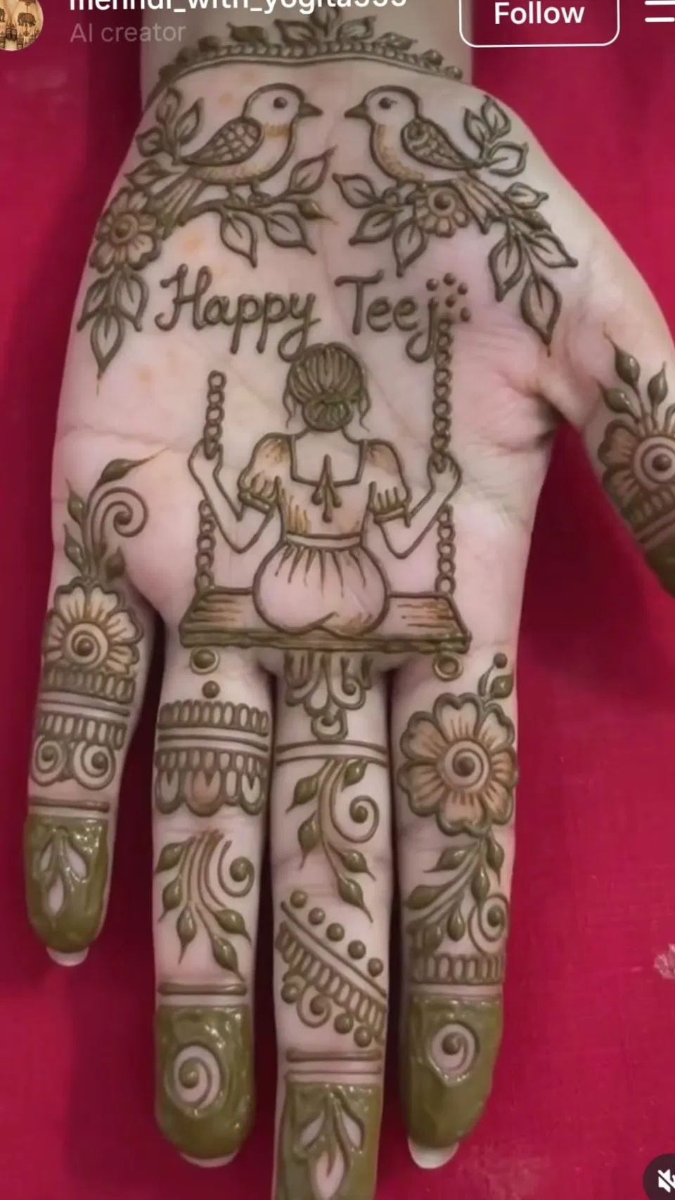 Back Hand Mehndi Design for Teej