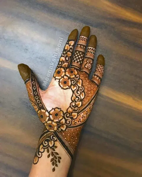 arabic bridal back hand mehndi design