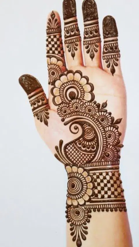 arabic bridal bel front hand mehndi design
