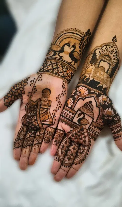 bridal indian figure front hand mehndi design