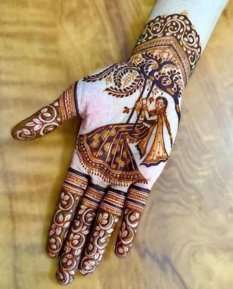 bridal stylish figure front hand mehndi design