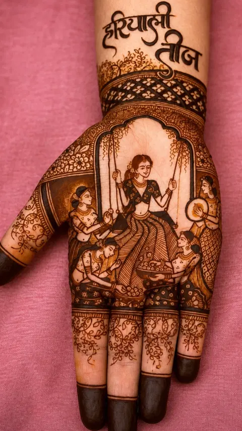 bridal royal figure front hand mehndi design