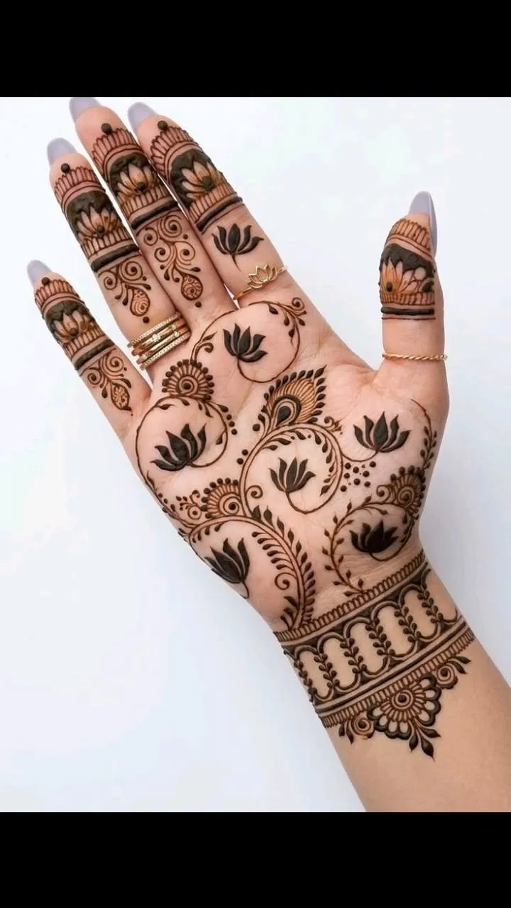 Bridal Indian Wrist Mehndi Design with Lotus