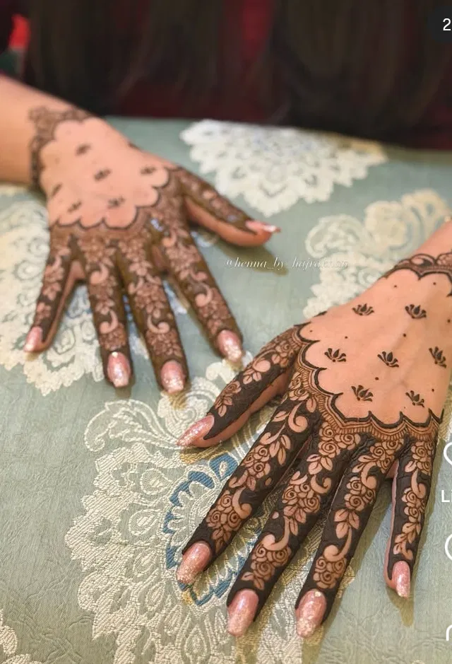 Arabic Indian Back Hand Mehndi Design for Teej