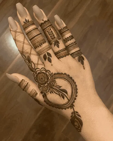 aesthetic simple flower back hand mehndi design