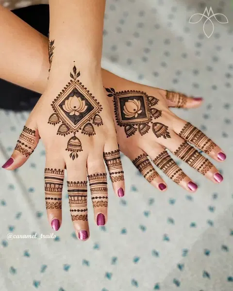 simple stylish circle finger mehndi design