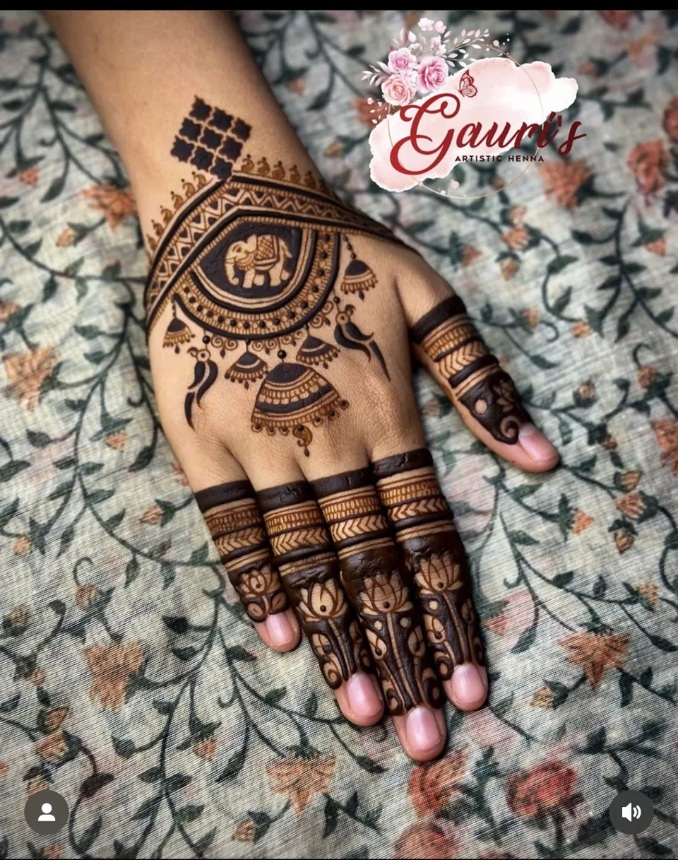 Simple Stylish Back Hand Mehndi Design with Gol Tikki for Raksha Bandhan (2)