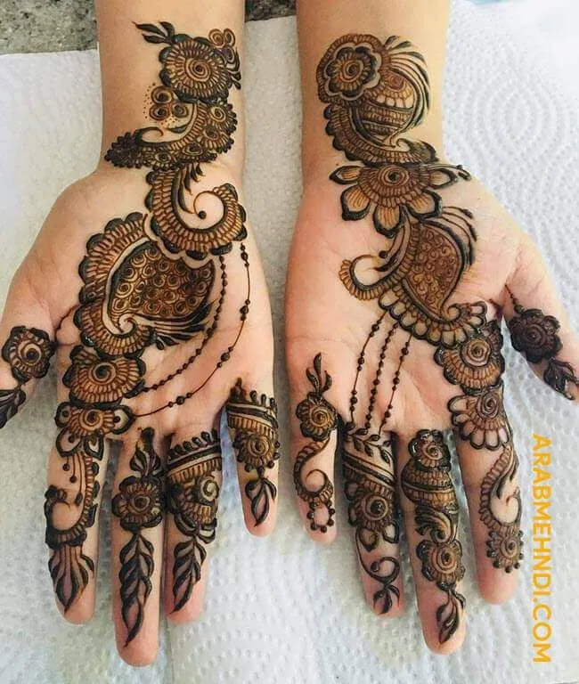 Aesthetic Back Hand Mehndi Design with Jaal for Raksha Bandhan