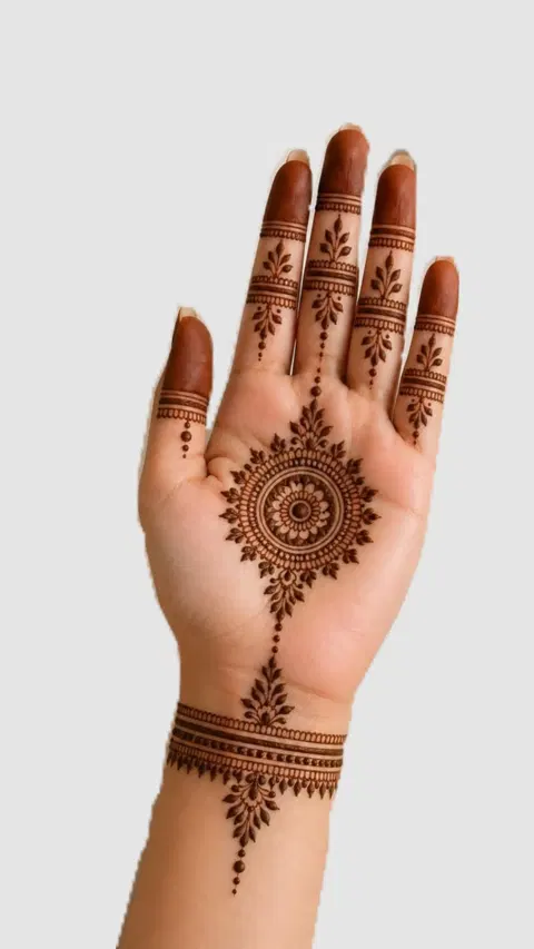 simple circle front hand mehndi design