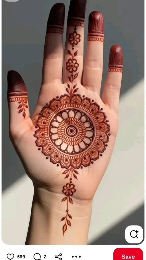 arabic bridal circle front hand mehndi design