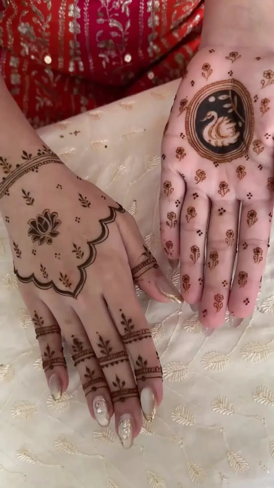 Minimal Simple Full Hand Mehndi Design with Jaal and Lotus