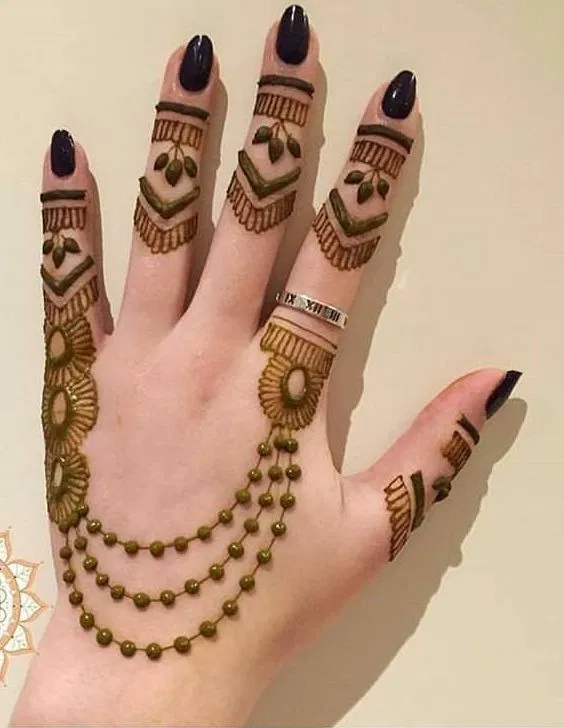 Simple Back Hand Mehndi Design with Jaal (12)