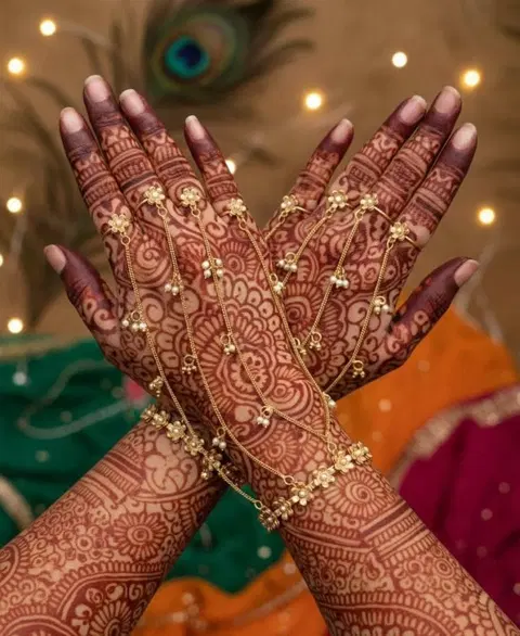 bridal indian back hand mehndi design