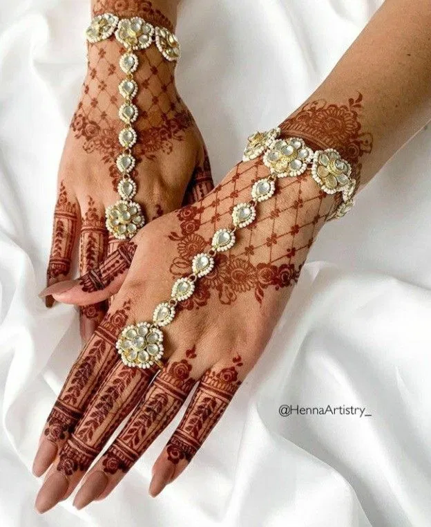 Bridal Indian Full Hand Mehndi Design with Hearts