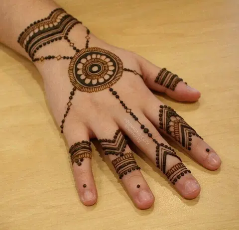 simple circle finger mehndi design