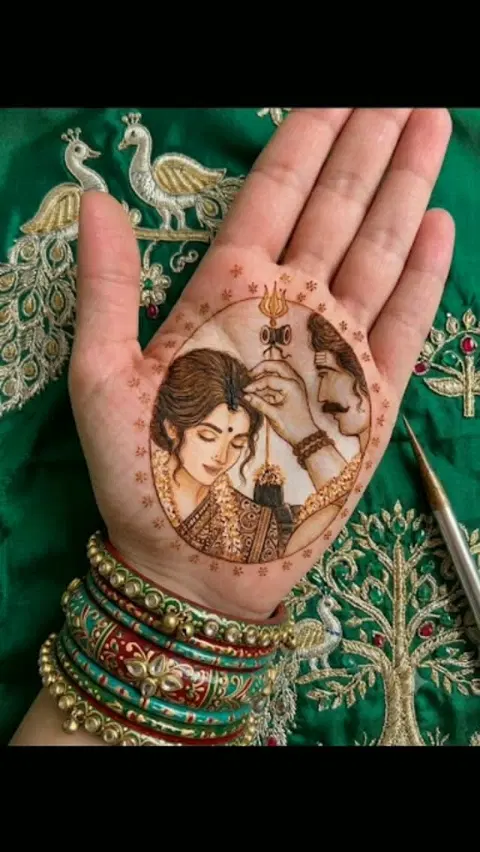 indian simple circle front hand mehndi design