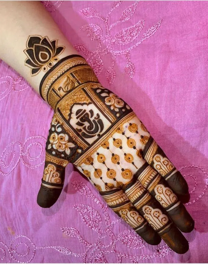 Bridal Indian Front Hand Mehndi Design for Shivratri