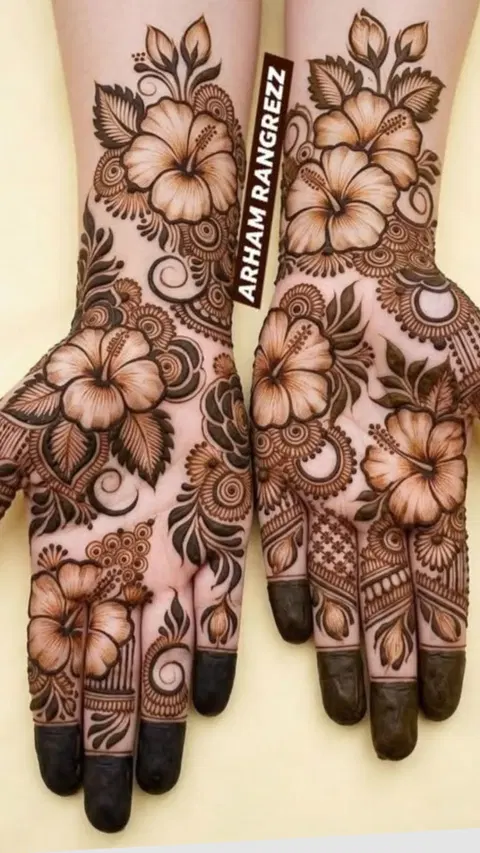 arabic bridal flower front hand mehndi design
