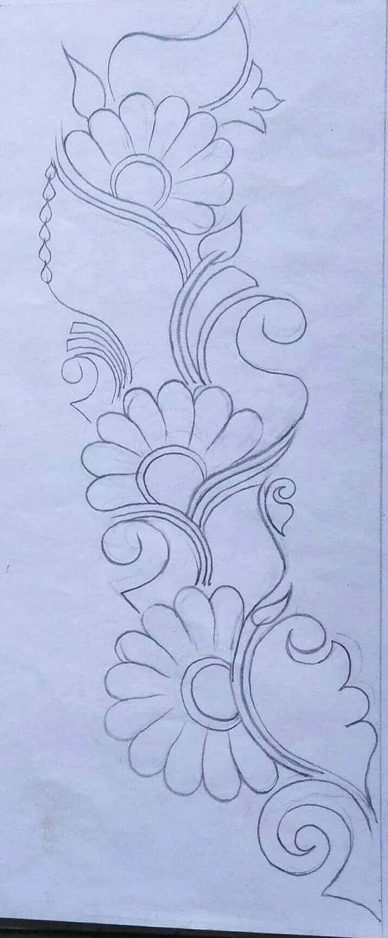 Simple Mehndi Design with Flowers and Hearts