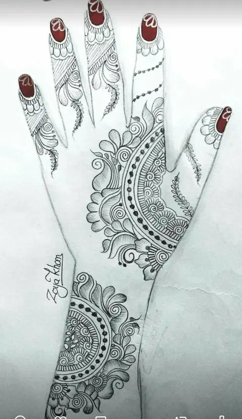 simple moon mehndi design
